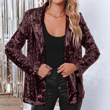 Fongt Casual Beads Blouse Squint Long Sleeve Commuter Wind Collar Temperament Small Suit