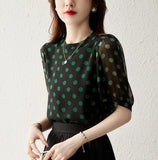 Printing Loose Shirt Women's Blouse Summer Short Sleeve Casual New Top Fashion Female 2022 Korean Style Polka Dot