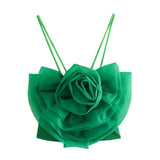 New Transparent Hard Gauze Flower Decoration Slim Sling Blouse-Outfit