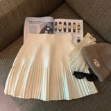 Knitted Pleated High-Waisted Mini Skirt-Outfit