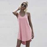 Size Casual O-neck Sleeveless Loose Off Shoulder Mini