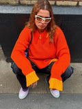 Women Sweater Knitted Autumn Orange Casual Loose Long Sleeve Pullover Tops Female 2022 Streetwear Chic Ladies