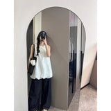 Fongt Temperament Lazy Sleeveless Tidly Sleeveless Dress Women's Summer Loose Broad Legs Trousers Casual Set