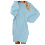 Autumn / Winter Ebaywish Fashionable Women's Dress With Long Sleeves, Round Neck And Loose Plush Dress-Outfit