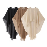 New Pure Color Tulle Asymmetrical Cloak Coat 8741204-Outfit