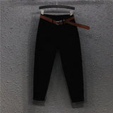 2023 Basic Women's Casual Jeans Pants Solid High Waist Harem Pants Female White Black Slight Strech Denim Pant Woman