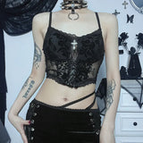 Dark Summer Lace Splicing, Slim, Short Spicy Girls, Leisure Straps, All Kinds Of Little Vests.-Outfit