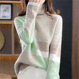 Fongt New 2023 High Collar Color Loose Lazy Wind Sweater Women's Korean Version Versatile Fashion Sweater-Outfit