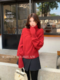 Fongt Xixi 2025 Winter New Korean Style Temperament High-Necked Jabs Long-Sleeved Knit Sweater Tops Women 25522