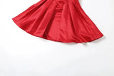 Red Satin Large Bow Mini Dress-Outfit