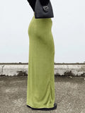Stretchy Y2K Maxi Skirt-Outfit