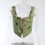 Jacquard Waist Vest 2023 Spring New Retro Style Broken Flower Embroidery Straps-Outfit