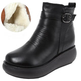 2021 Waterproof Women Snow Boots 100% Genuine Leather Natural Wool Fur Platform Ankle Boots For Women Winter Warm
