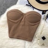 Fongt Color Strapless Vest Female Wearing Sexy Hot Girl Short Crop Slim Thin With Chest Pad-Outfit