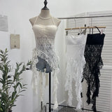 Real Patted Neck Lace Breast Pad Sling Sling Sling Waist Sling Babes Design Feeling Ribbon Mid-Long Blouse