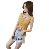 Fongt Summer New Vest Sling Women Wear A Sexy Wooden Ear