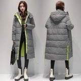 Plaid Down Cotton-Padded Jacket Female Long Style Over The Knee Thick 2024 Winter New Thousand Bird Case Cotton-Padded Jacket Bread Coat-Outfit