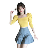 Style With Fashion Bubble In Short Sleeves Of Short Summer Collarbone Repair On The Bottom
