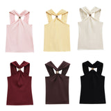 Fongt Women's Clothing INS Net Red Pop Sexy Hot Babes Gold Set And Knots Vest Top