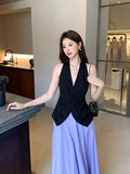 Fongt Xixi 2025 Summer New Thin Temperament With Pure Color Kinky Sky Silk Shirt Small Vest Top 89379