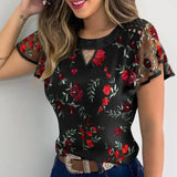 Office Lady O Neck Ruffles Patchwork