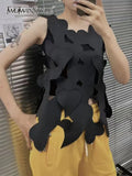 Casual Black Tank Tops For Women Round Neck Sleeveless Cut Out Solid Minimalist Vests Female Summer Clothing