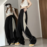 Contrasting Straight Leg Sweatpants-Outfit