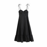Fongt New Women's Fashion Folding Layer Decoration Of The Silk Sleeveless Sleeved Dress Is Thin