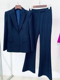 QUALITY New 2023 S/S Designer Suit Set Single Button Slim Fitting Blazer Flare Pants Suit Two Piece Sets Womens