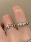 Vintage 2 Pieces Shiny Cross Moon Star Pattern Cuff