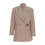 Fashion Commuting Wind To Close The Waist Thin Suit Suit 2025 New High-End Metal Buckle Belt Design Suit Jacket