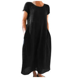 Fongt Solid-Color Retro Loose Cotton Dress Direct
