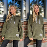 Fongt New Flannel Loose Hooded Long-Sleeved Woolen Coat
