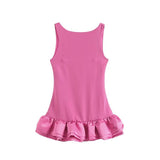 Fongt Summer Women's New Fashion Solid-Colored Sleeveless Skirts