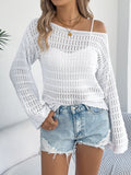 Early Autumn Collar Hollow Long-Sleeved Knitted Shirt Casual Loose Coat Women's