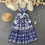 Wind Waist Show Thin Temperament Condole Belt Dress Summer Women's Senior Printing Beautiful A Word Dress-Outfit
