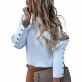 Fongt Ebaywish Explosion Ins Net Red Long-Sleeved Round Collar Metal Buckle