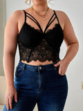 Fongt Plus-Size Fat Woman Sling Vest Breast Lace Lace Perspective Women's Top