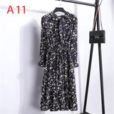 Floral Printed Chiffon Shirt Long Sleeve Bow Midi