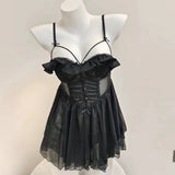 Fongt Pajamas Girls Summer 2025 New Small Slings With Thin Back Transparent Pure-Style Pyjamas Suit