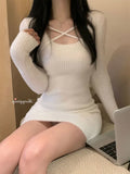 Red Anchor Cross Sexy Dress Spring And Summer New Women's Bag Hip Dress Tight Small Figure Short