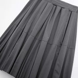 New Nylon Solid Color Pleated Casual Half Skirt 4391421-Outfit