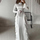 Fongt Women's Dress 2025 New Lace Horn Sleeves Fashion French Temperament Dress