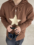 Vintage Star Patch Baggy Zip Up Hoodie-Outfit