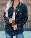 Fongt Fall 2024 New Casual Fashion Corduroy Rivet Long Sleeve Jacket 22273-Outfit