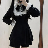 Punk Style Y2k Lolita OP Dress Women Vintage Elegant Ruffle Bow Lace Evening Party Dresses Female High Waist Slim Dress-Outfit