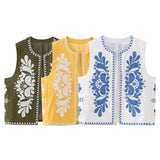 New Matching Color Embroidery Fashion Vest 6895054-Outfit