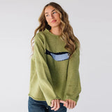 Fongt Lazy Wind Collar Small Fish Pattern Knitted Sweater 2025 Autumn And Winter New