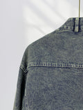 Fongt Cool Waste Rustic Denim Coat Female Retro Wash Do Old Standing Collar Hottie Short Denim Jacket Motorcycle Suit-Outfit