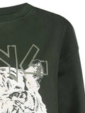 Tiger Graphic Print Sweatshirts Woman Summer Autumn Cotton Cozy Hoodies Casual Vintage Wild Rock Pullovers Tops 2023-Outfit